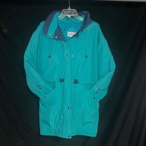 Cabin Creek Vintage Teal Hooded Anorak Jacket